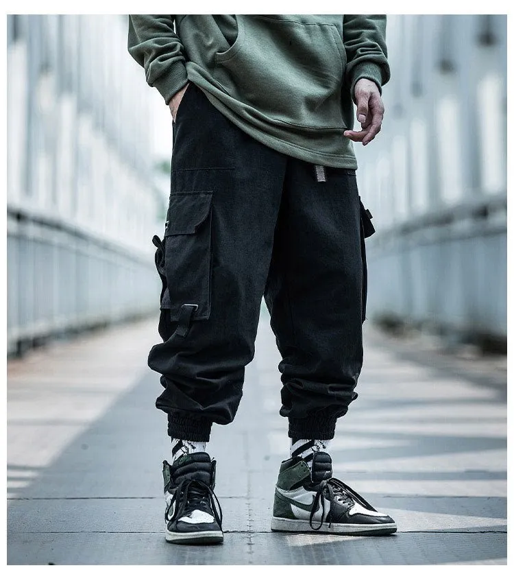 Black Cargo Pants Men Hip Hop Loose Pants Mens Spring Harem Pant Streetwear Harajuku Jogger Sweatpant Trousers M-4XL