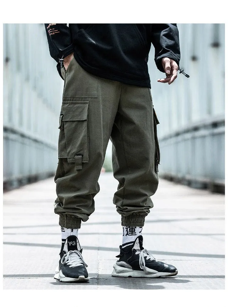 Black Cargo Pants Men Hip Hop Loose Pants Mens Spring Harem Pant Streetwear Harajuku Jogger Sweatpant Trousers M-4XL