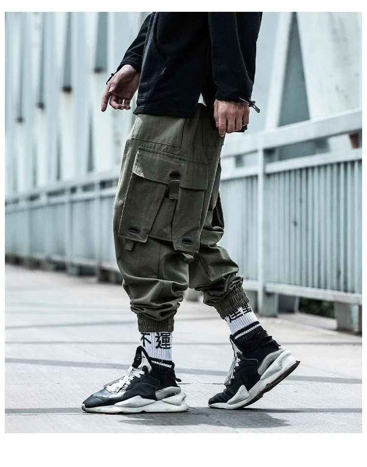 Black Cargo Pants Men Hip Hop Loose Pants Mens Spring Harem Pant Streetwear Harajuku Jogger Sweatpant Trousers M-4XL