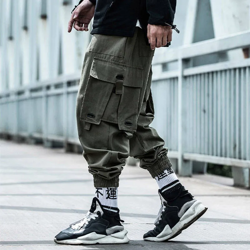 Black Cargo Pants Men Hip Hop Loose Pants Mens Spring Harem Pant Streetwear Harajuku Jogger Sweatpant Trousers M-4XL