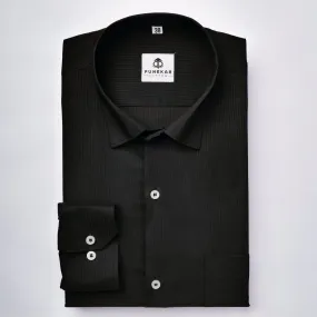 Black Color Lining Texture Lycra Cotton Shirt For Men