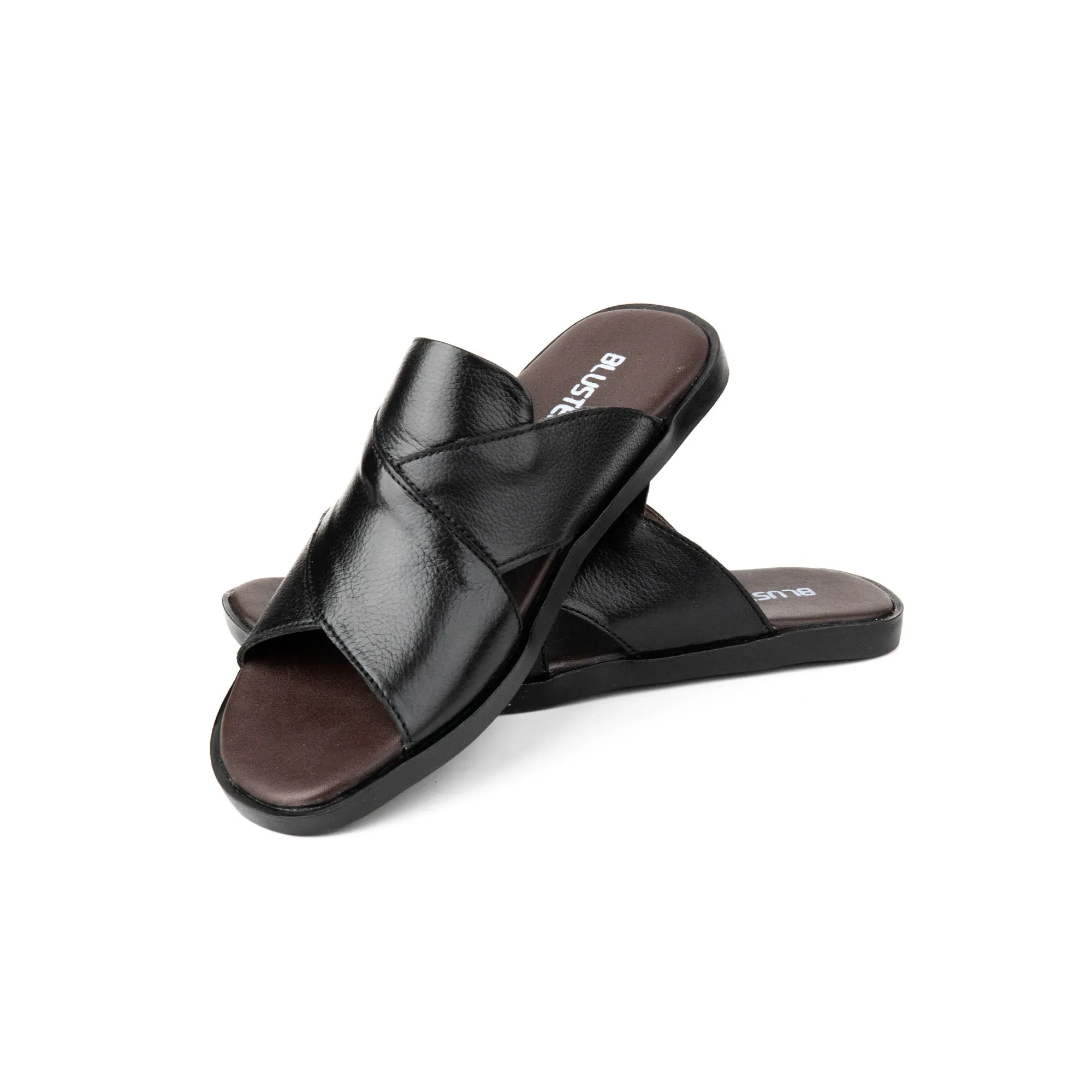 Black Premium Leather Slippers