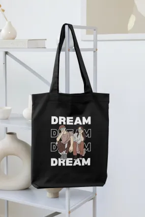 Black/White DREAM Tote Bag with Zipper