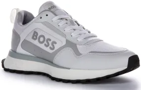 Boss Jonah Runner Sneaker In White Grey For Men