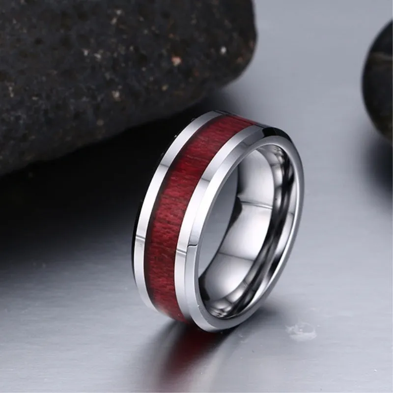 Brown Red Stainless Steel Couple Ring