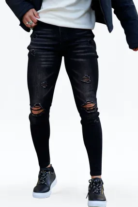 Buy $80 Free Shipping Black Ripped Men's Skinny Jean