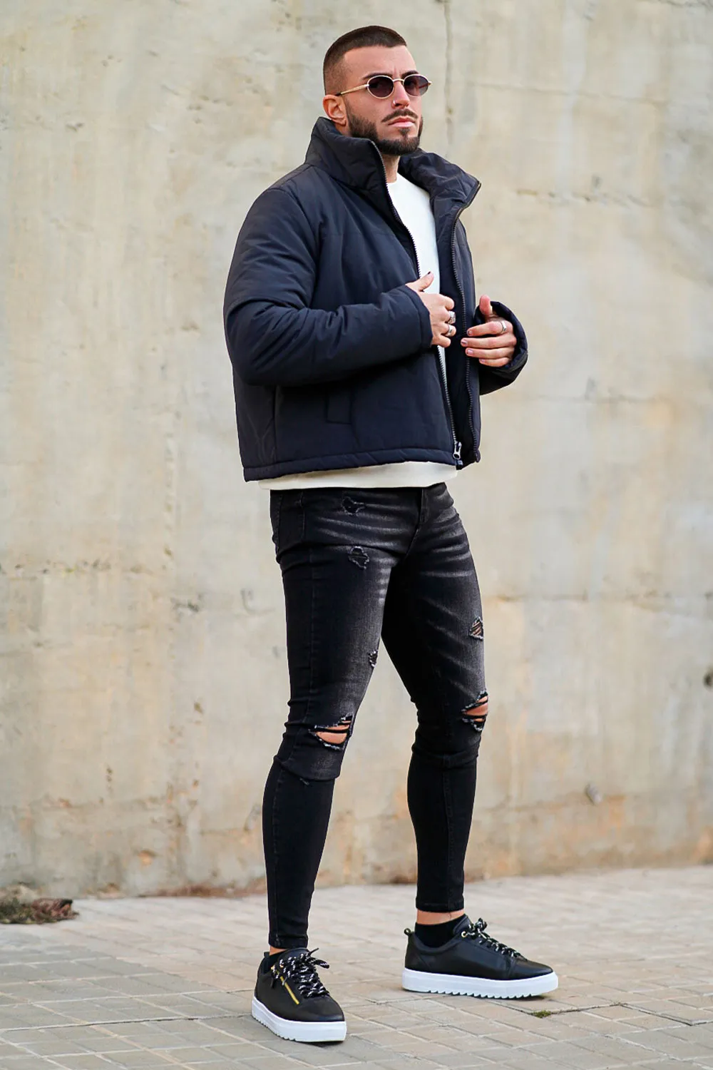 Buy $80 Free Shipping Black Ripped Men's Skinny Jean