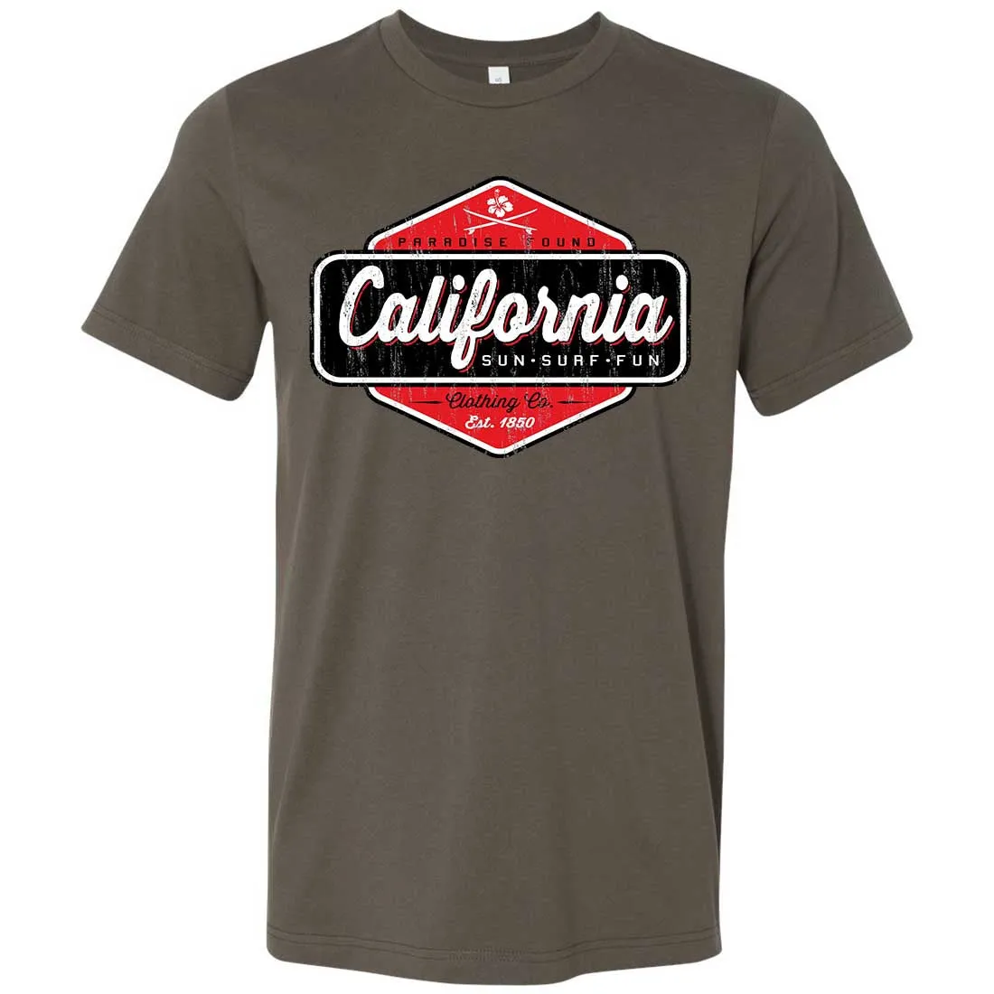 California Paradise Found Asst Colors Mens Fitted Tee