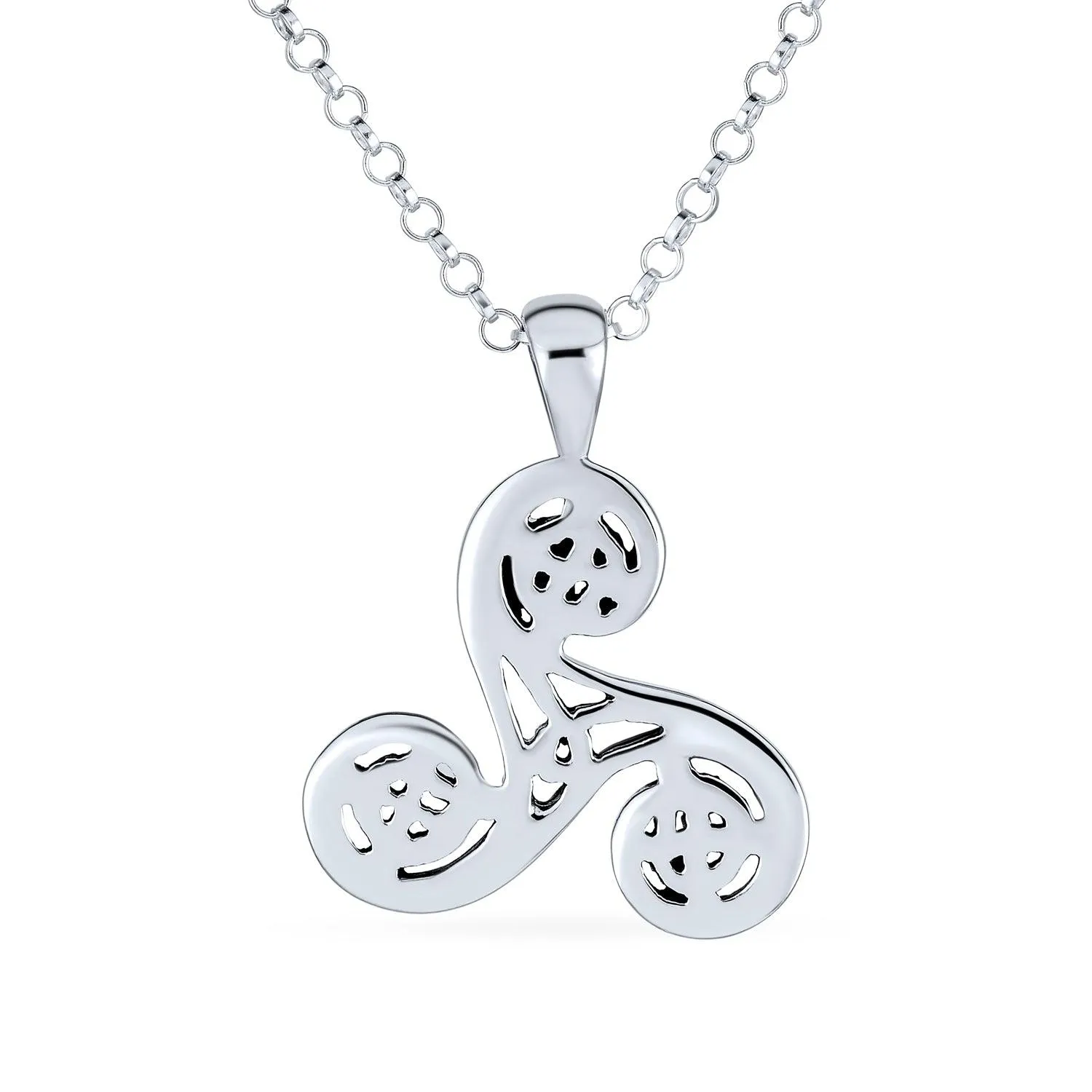 Celtic Triskele Triquetra Spiral Knot Medallion Pendant Necklace Sterling Silver