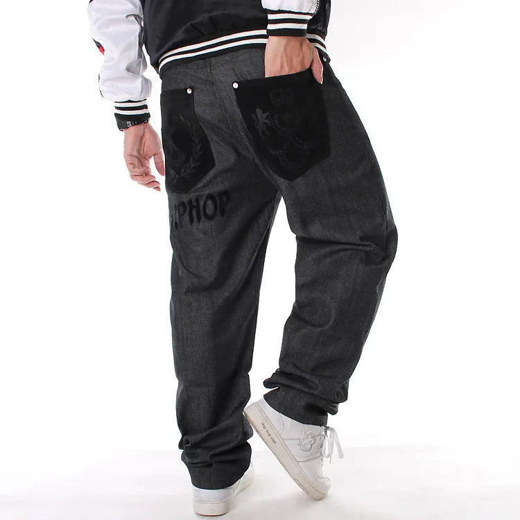 Cool Washed Loose Skate Men Denim Pants