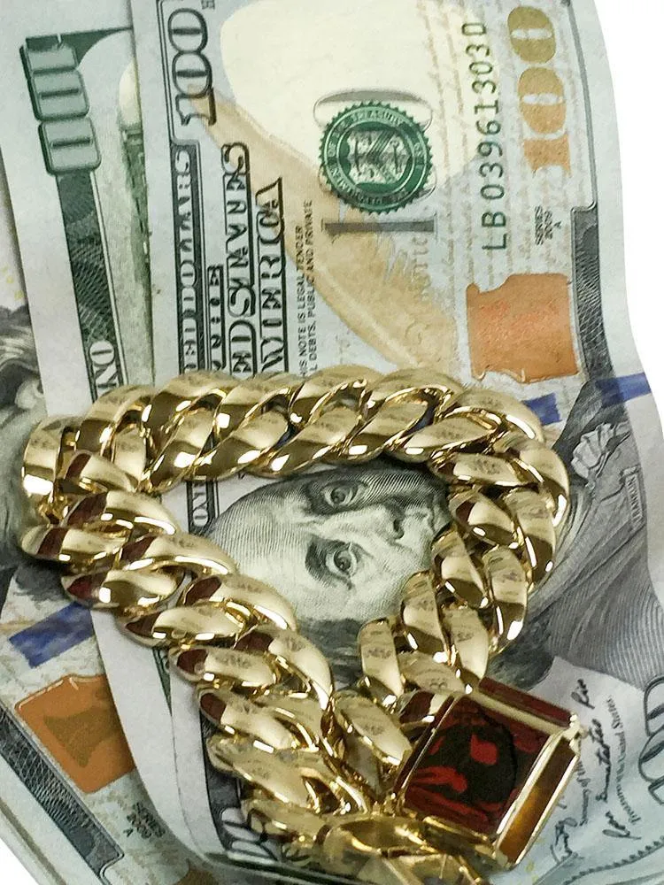 Cuban Link Bracelet For Men 14K Yellow Gold  8 inches Long