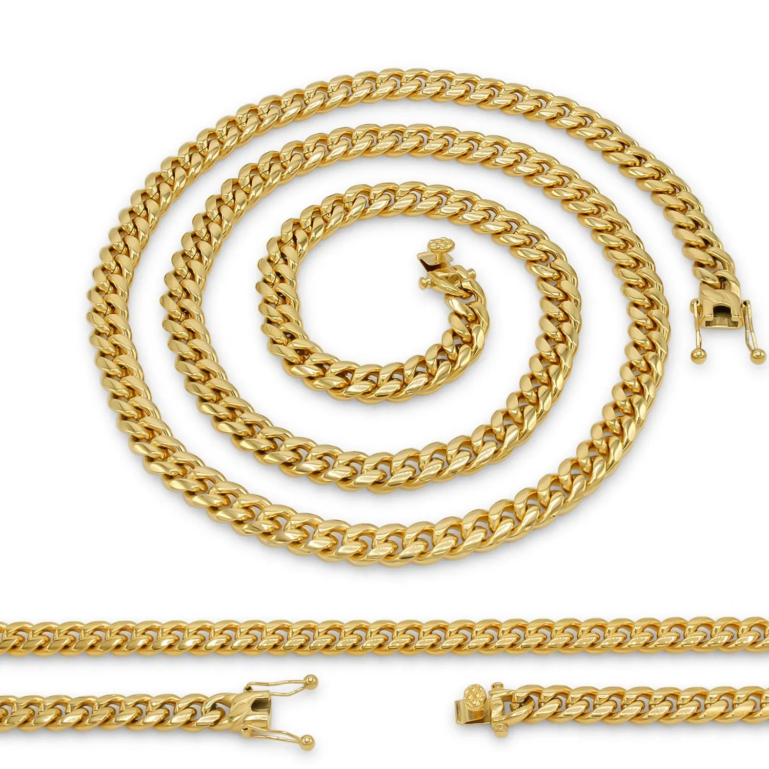 Cuban Link Chain 18K Gold Plated Curb Necklace 30" Stainless Steel Jewelry for Men