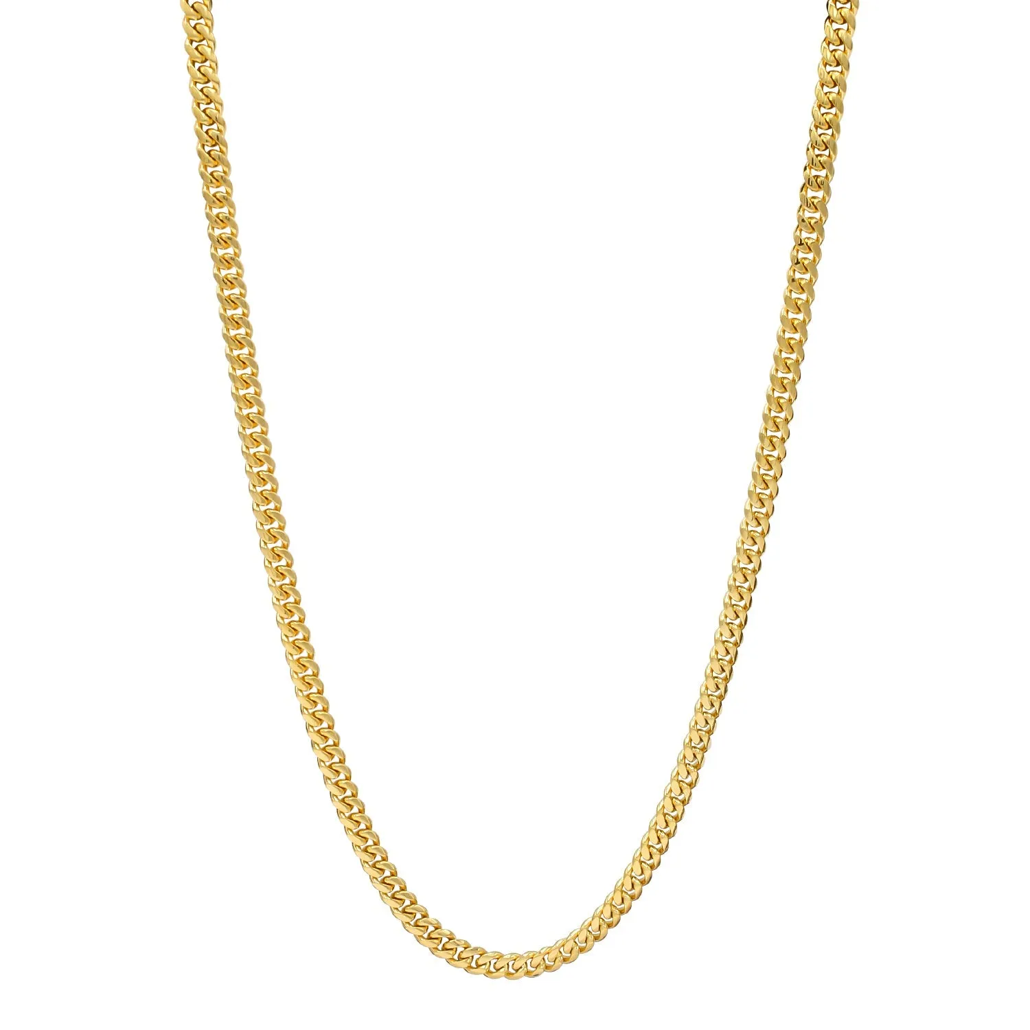 Cuban Link Chain 18K Gold Plated Curb Necklace 30" Stainless Steel Jewelry for Men