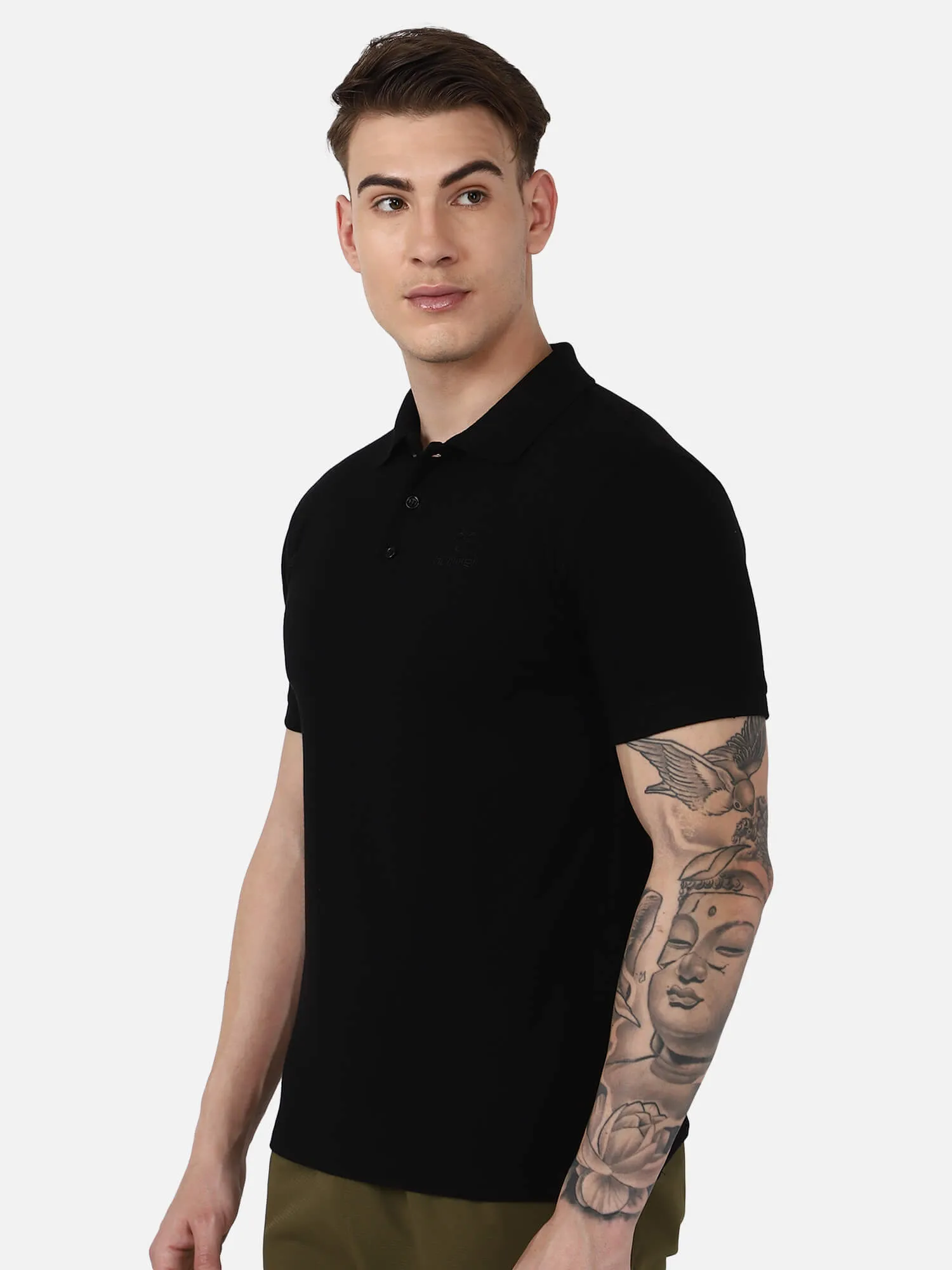 Cotton Blend Mens Polo Neck Half Sleeve T-shirt | Comfortable Regular Fit Solid Color | Soft Breathable Fabric | Stretchable for Everyday Use | Ideal for Casual and Office Wear