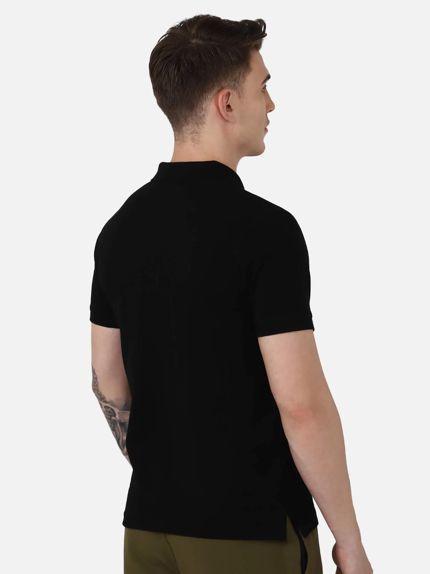 Cotton Blend Mens Polo Neck Half Sleeve T-shirt | Comfortable Regular Fit Solid Color | Soft Breathable Fabric | Stretchable for Everyday Use | Ideal for Casual and Office Wear