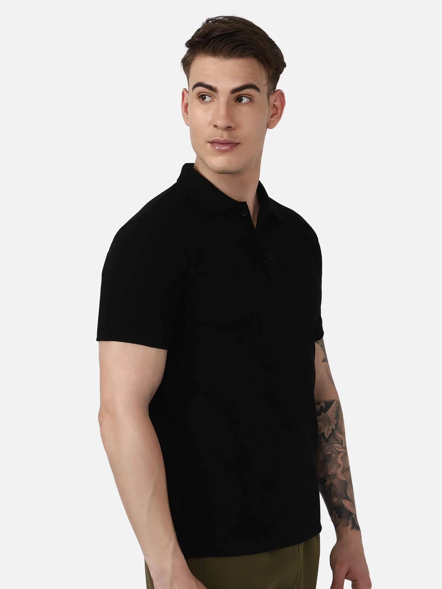 Cotton Blend Mens Polo Neck Half Sleeve T-shirt | Comfortable Regular Fit Solid Color | Soft Breathable Fabric | Stretchable for Everyday Use | Ideal for Casual and Office Wear