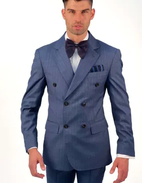 Double Breasted Suit, Blue Pin Strip Suit