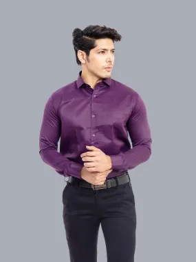 Formal Shirts for Men - Wine Solid Giza Cotton Formal Shirt