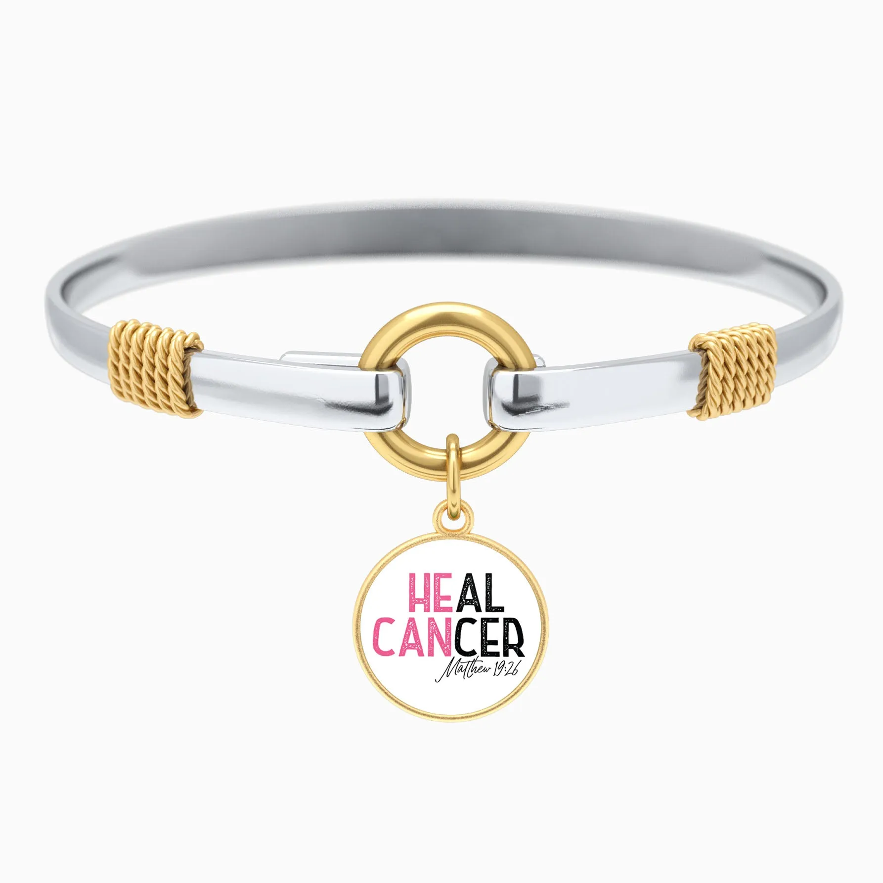 He Can Heal Cancer - Matthew 19:26 - Two-Tone Bracelet