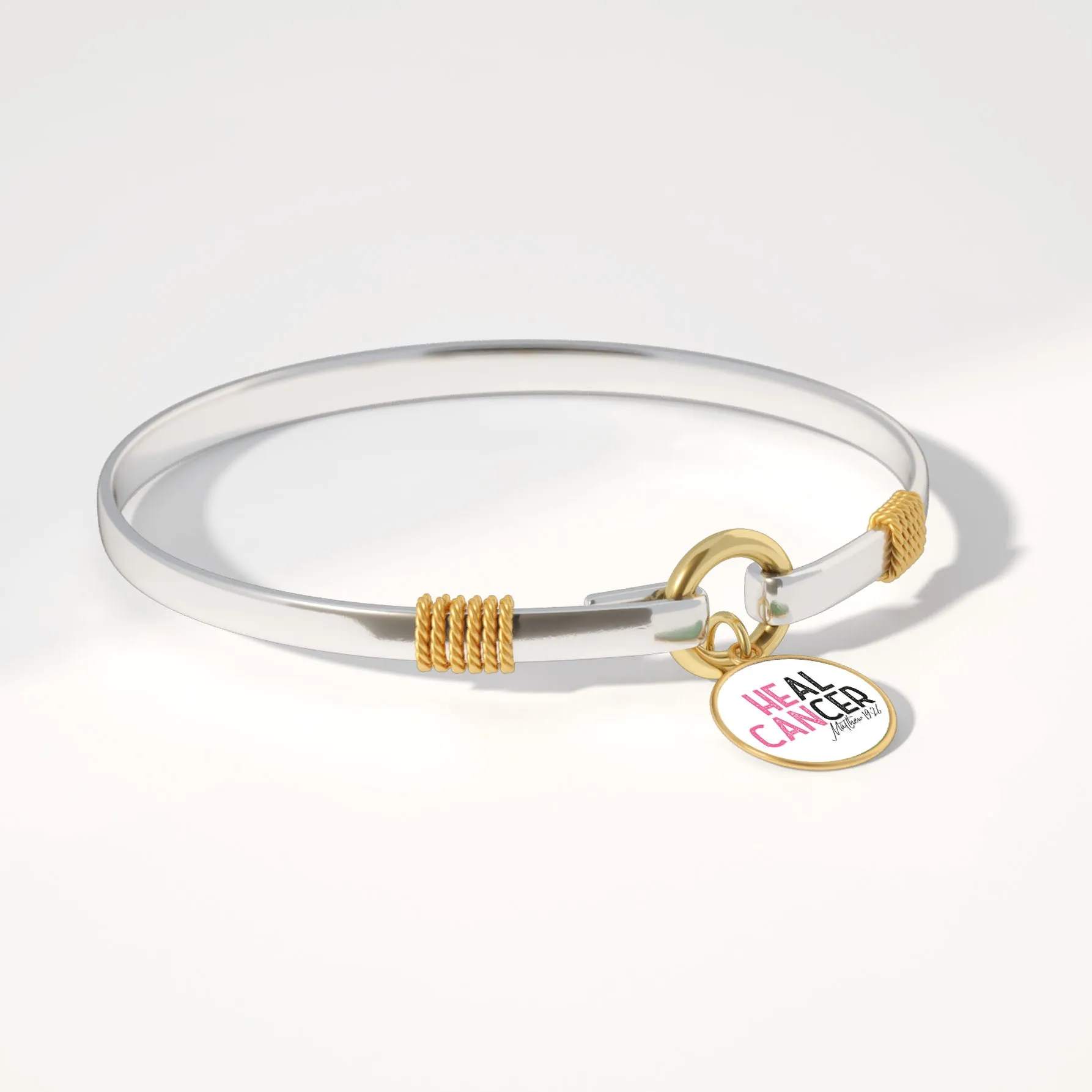 He Can Heal Cancer - Matthew 19:26 - Two-Tone Bracelet