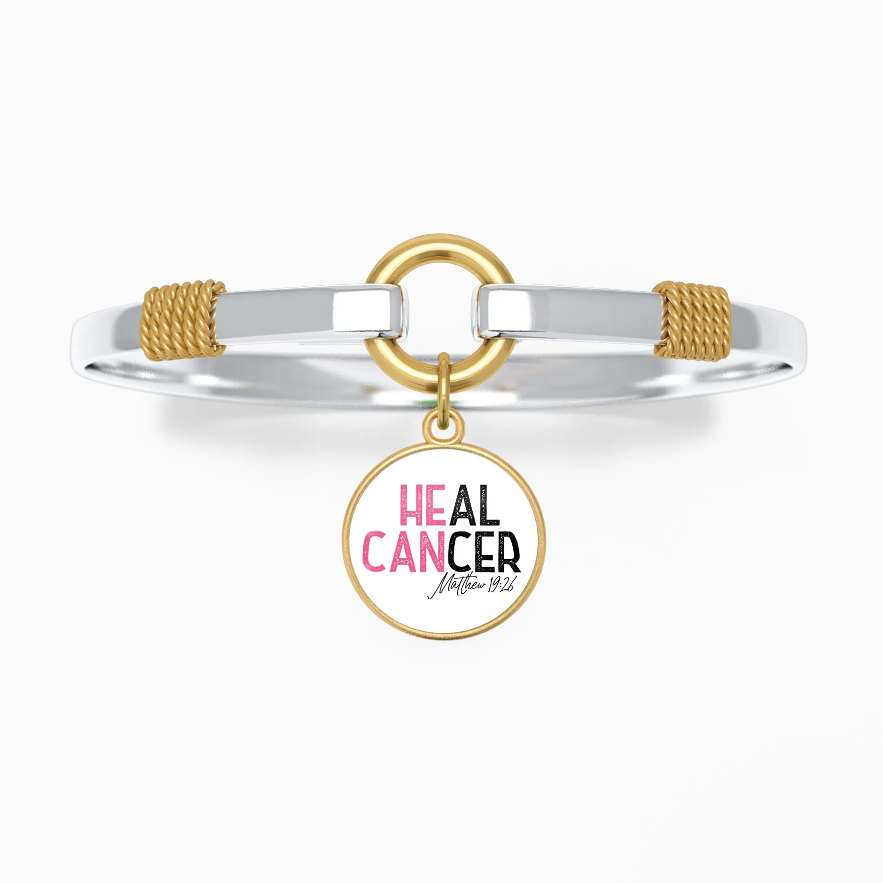 He Can Heal Cancer - Matthew 19:26 - Two-Tone Bracelet