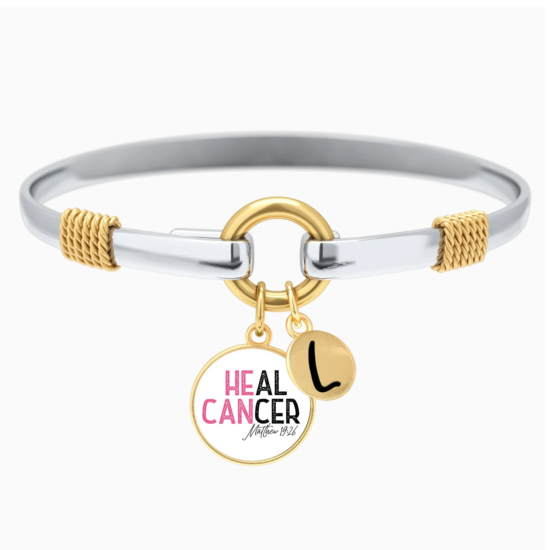 He Can Heal Cancer - Matthew 19:26 - Two-Tone Bracelet