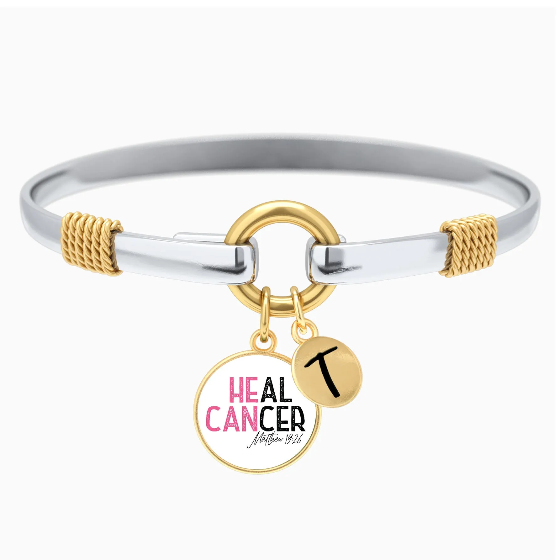 He Can Heal Cancer - Matthew 19:26 - Two-Tone Bracelet