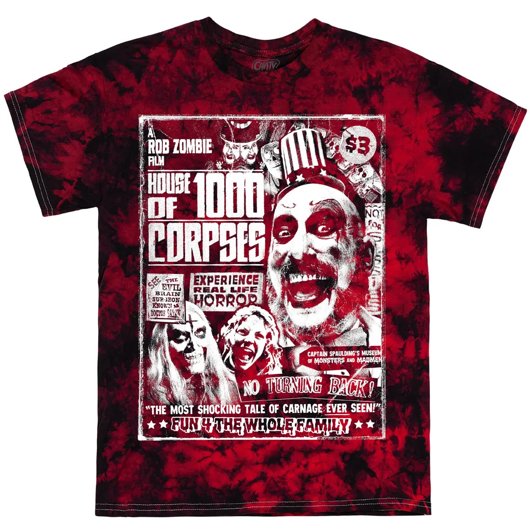 HOUSE OF 1000 CORPSES: REAL LIFE HORROR - TIE-DYE T-SHIRT (GLOW IN THE DARK)