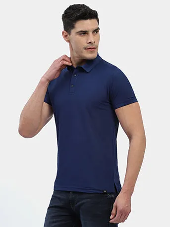 Hummel Men Blue Swift Sports Polo Collar Tshirt