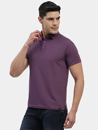 Hummel Men Purple Swift Sports Polo Collar Tshirt