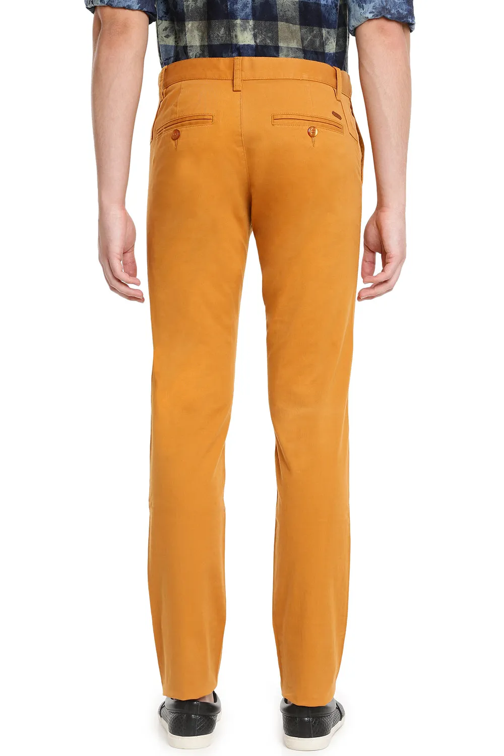 JDC Men Mustard Yellow Solid Trouser