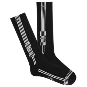 K.Bell Men's Checker Stripe Compression Over the Calf Sock