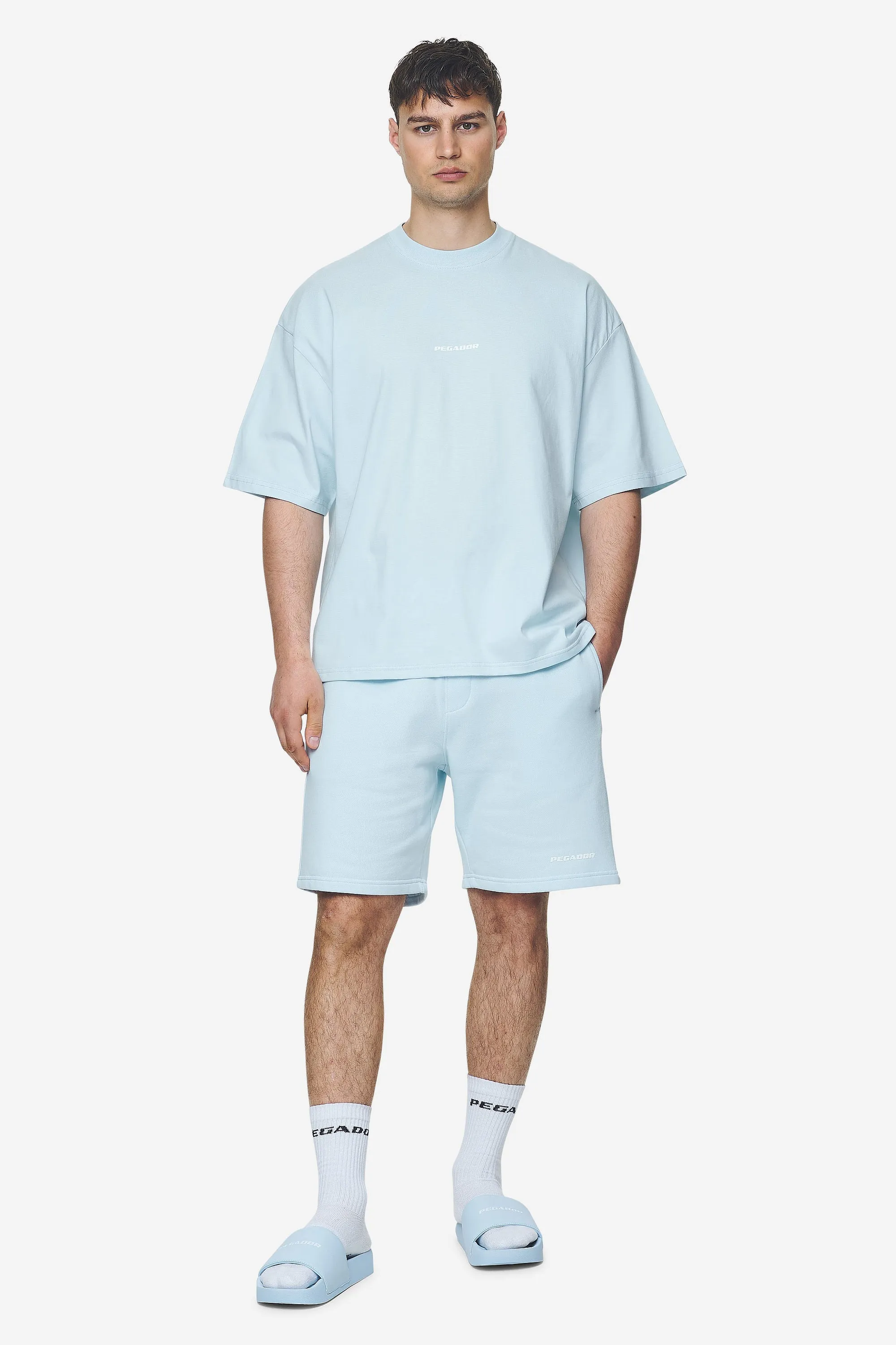 Logo Boxy Tee Washed Baby Blue White Gum