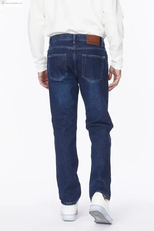 Loose Fit Jeans For Men Straight Dark Blue