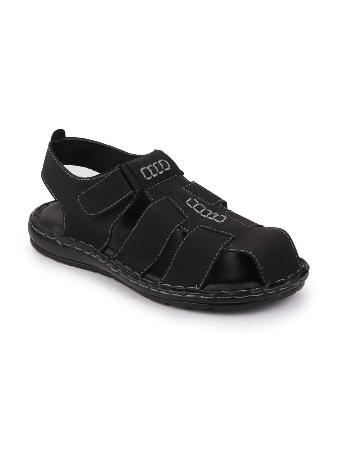 Men Black Casual Speed Laces Fishermen Sandals