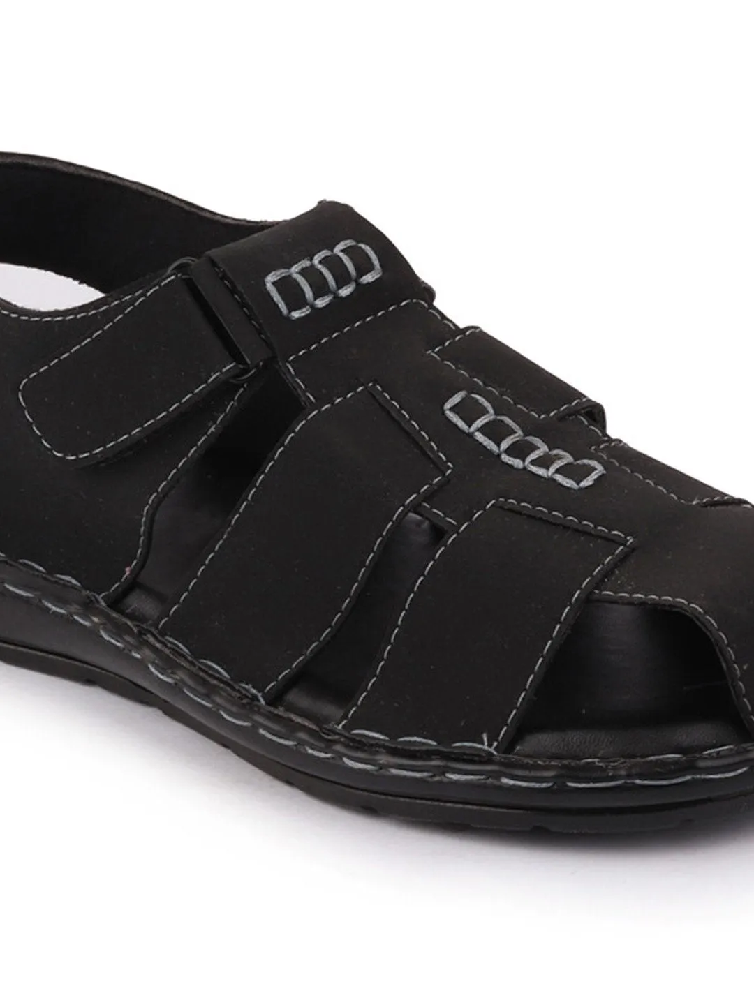 Men Black Casual Speed Laces Fishermen Sandals