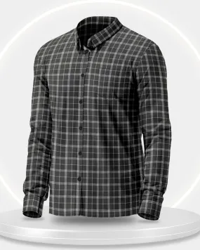 MEN BLACK CHECKED FULL HAND SHIRT