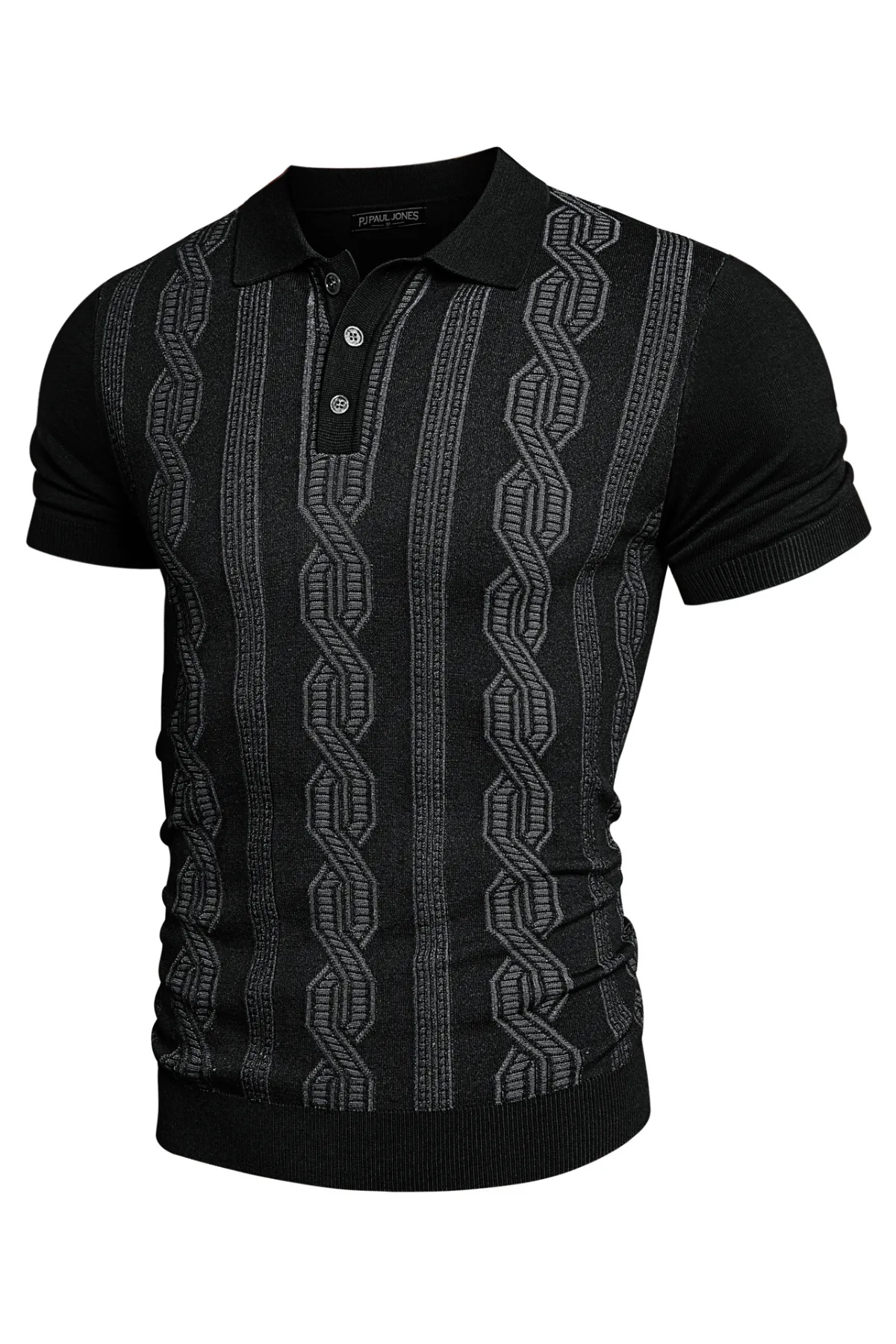 Men Contrast Color Knitted Polo-Shirt Short Sleeve Lapel Collar Knitwear Tops