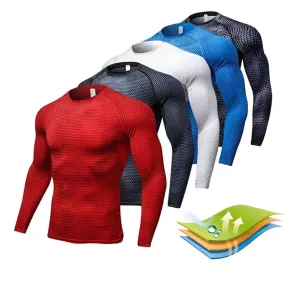 Men Long Sleeve Running Sports Compression Shirt