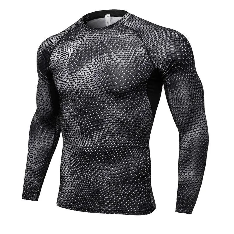 Men Long Sleeve Running Sports Compression Shirt