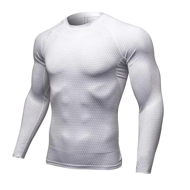 Men Long Sleeve Running Sports Compression Shirt