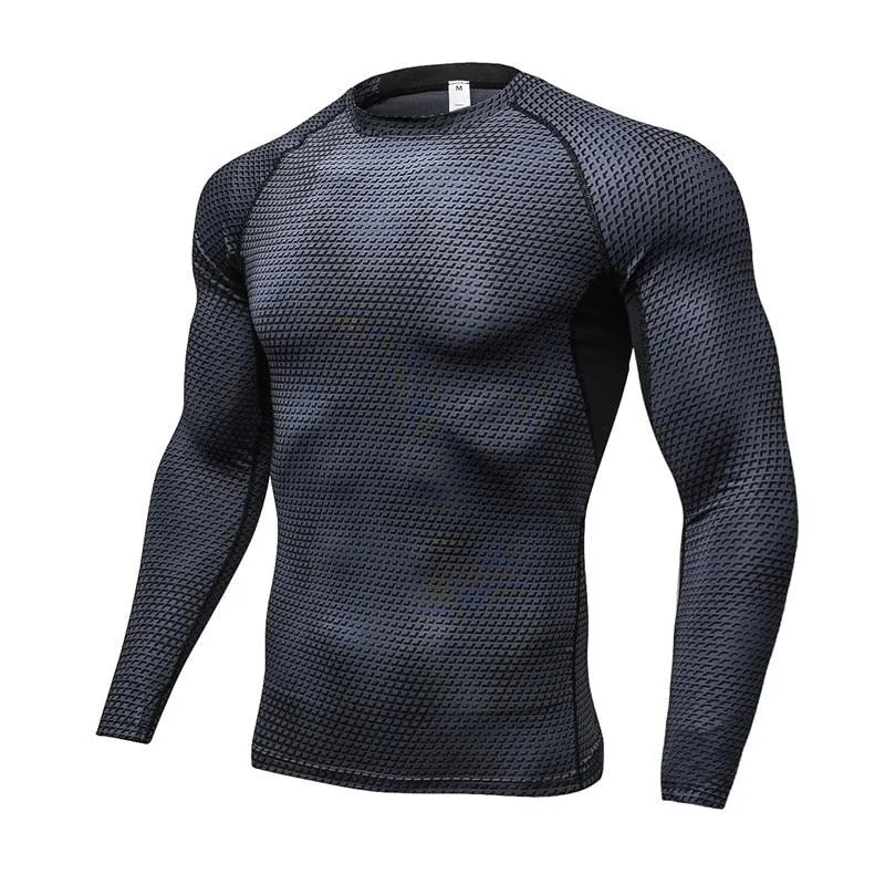 Men Long Sleeve Running Sports Compression Shirt