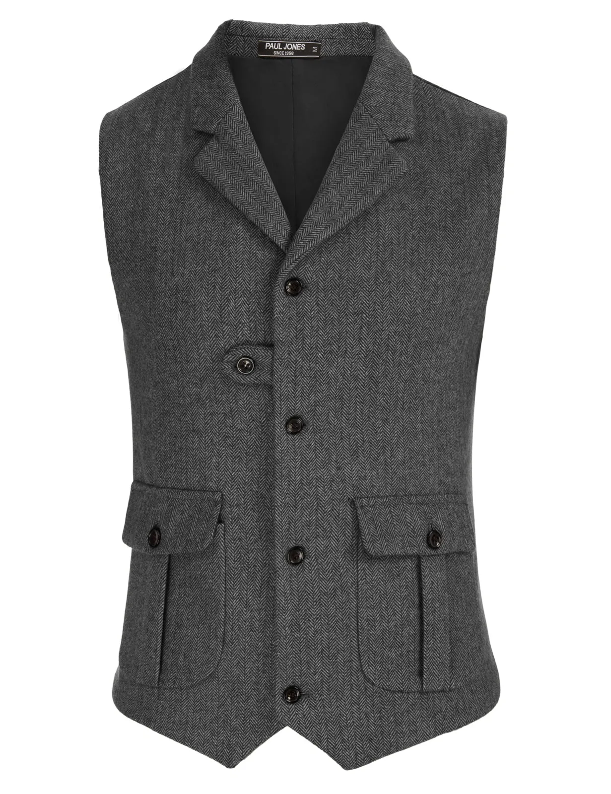 Men Notch Lapel Vest Coat Single Breasted Handkerchief Hem Cut-off Vest