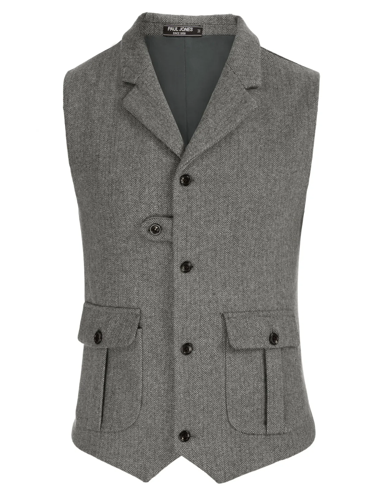 Men Notch Lapel Vest Coat Single Breasted Handkerchief Hem Cut-off Vest