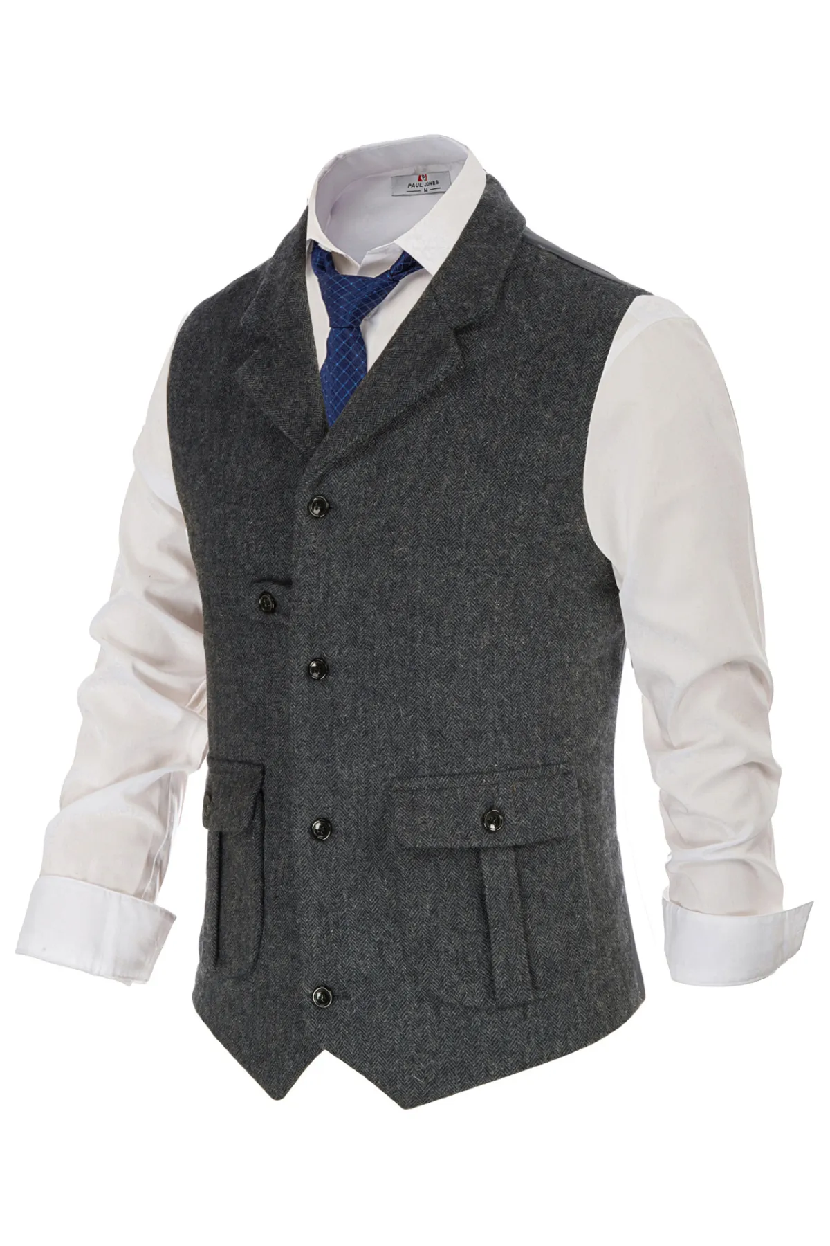 Men Notch Lapel Vest Coat Single Breasted Handkerchief Hem Cut-off Vest