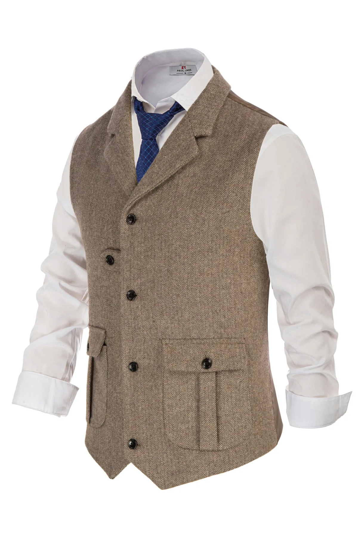 Men Notch Lapel Vest Coat Single Breasted Handkerchief Hem Cut-off Vest