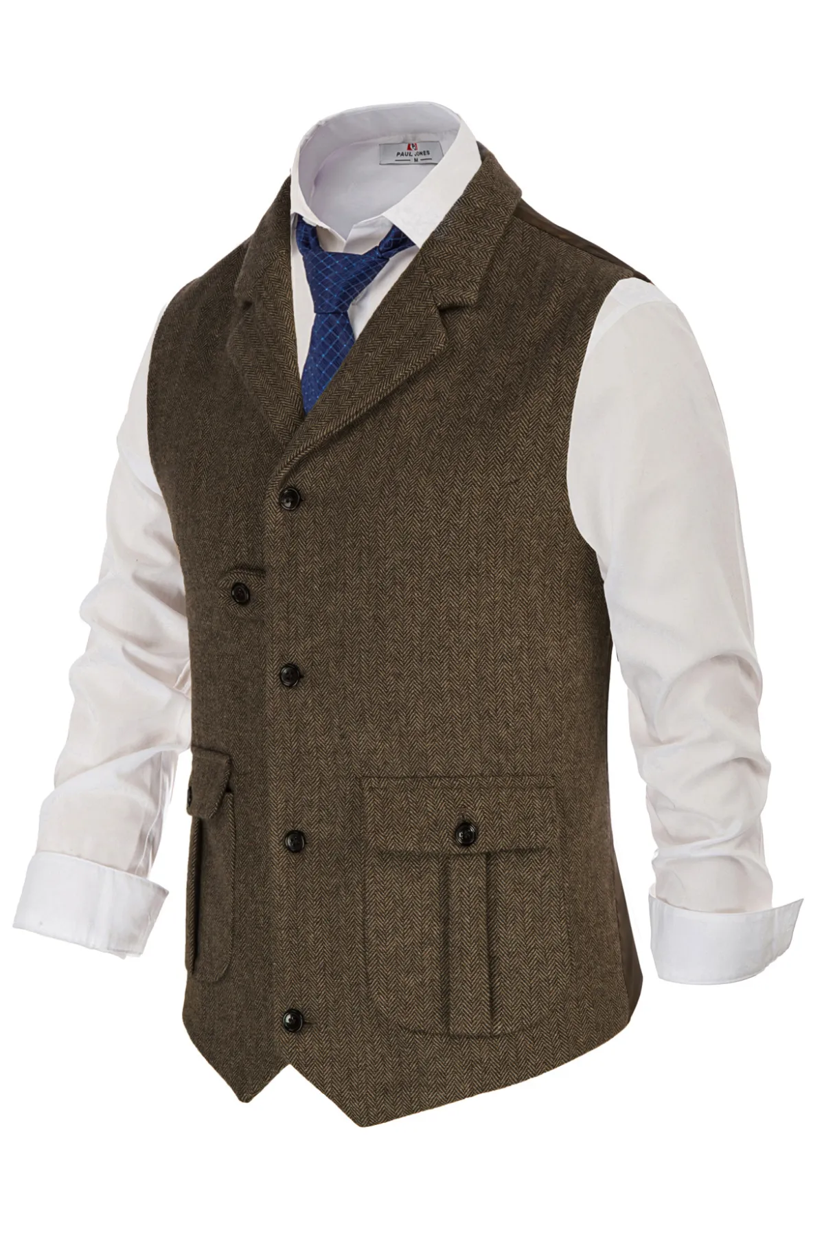 Men Notch Lapel Vest Coat Single Breasted Handkerchief Hem Cut-off Vest