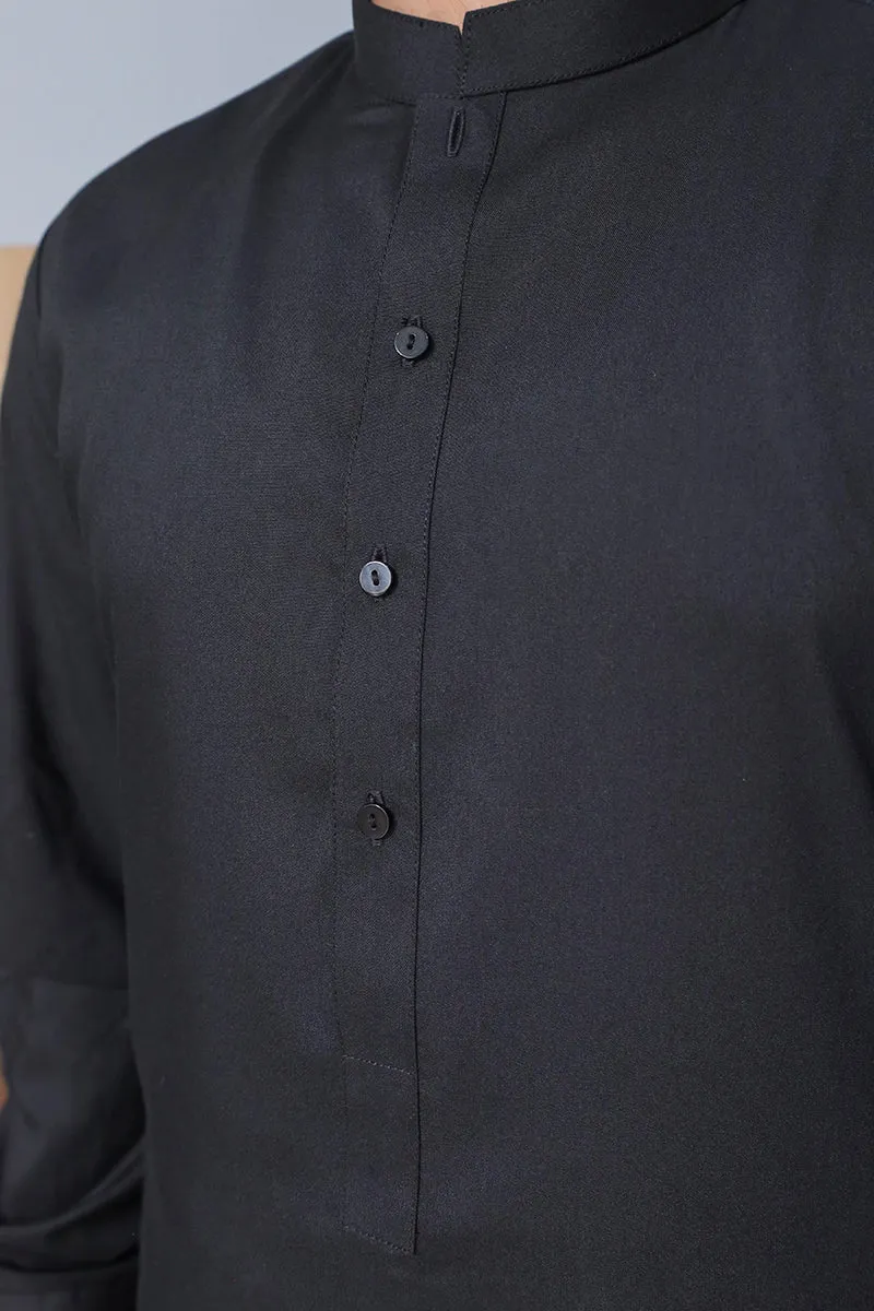 Men premium wash n wear Kameez Shalwar Black