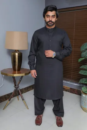 Men premium wash n wear Kameez Shalwar Black