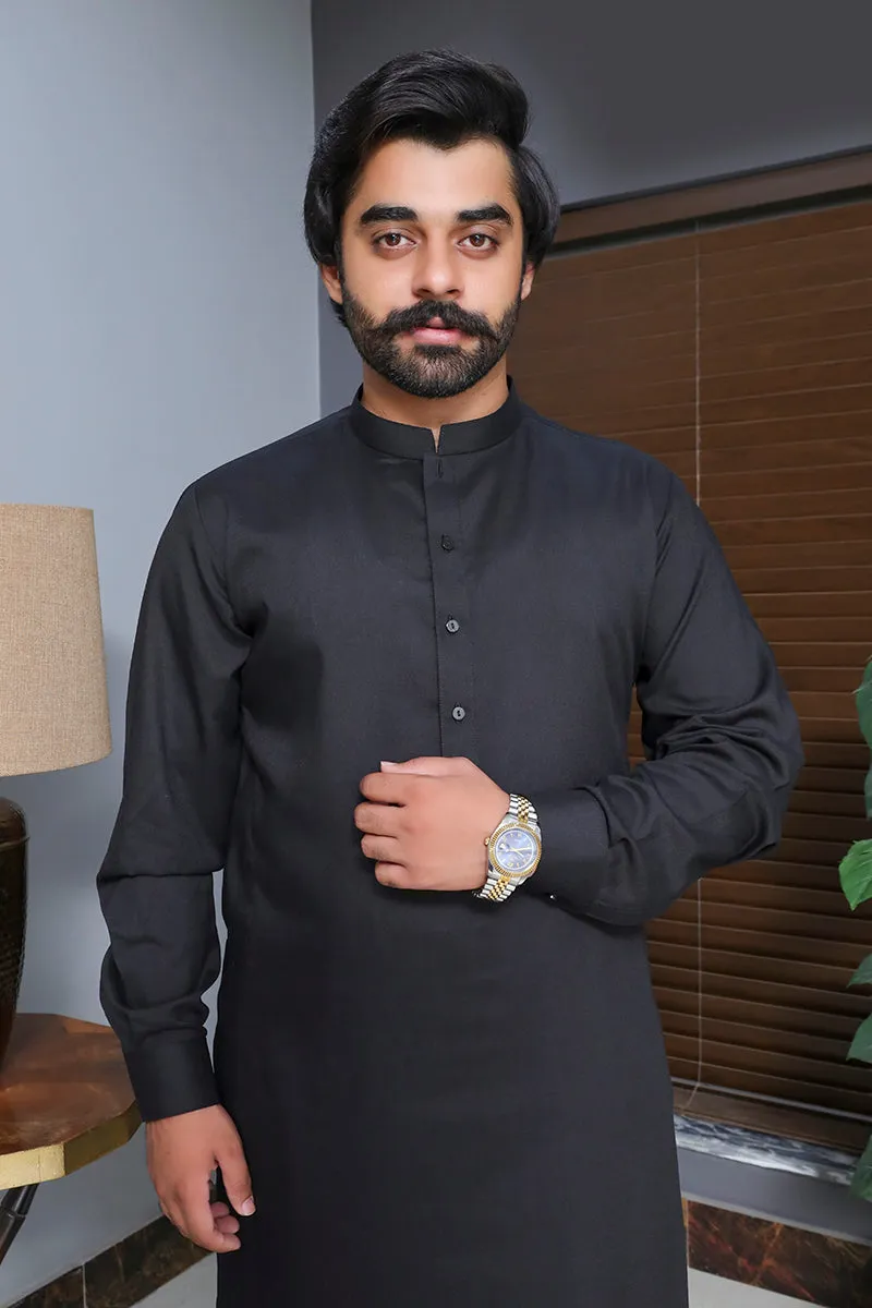 Men premium wash n wear Kameez Shalwar Black